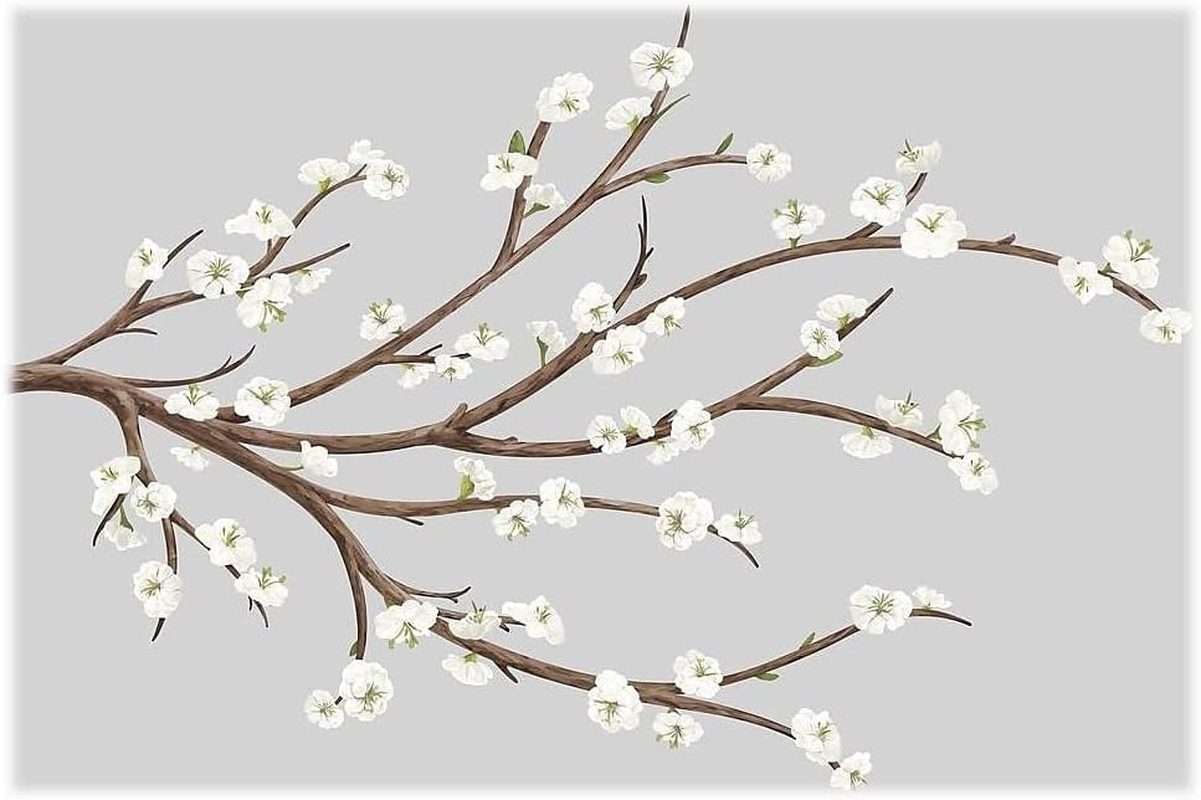 Roommates White Blossom Branch Giant Wall Decal with 3D Embellishments, Multicolour image number 2
