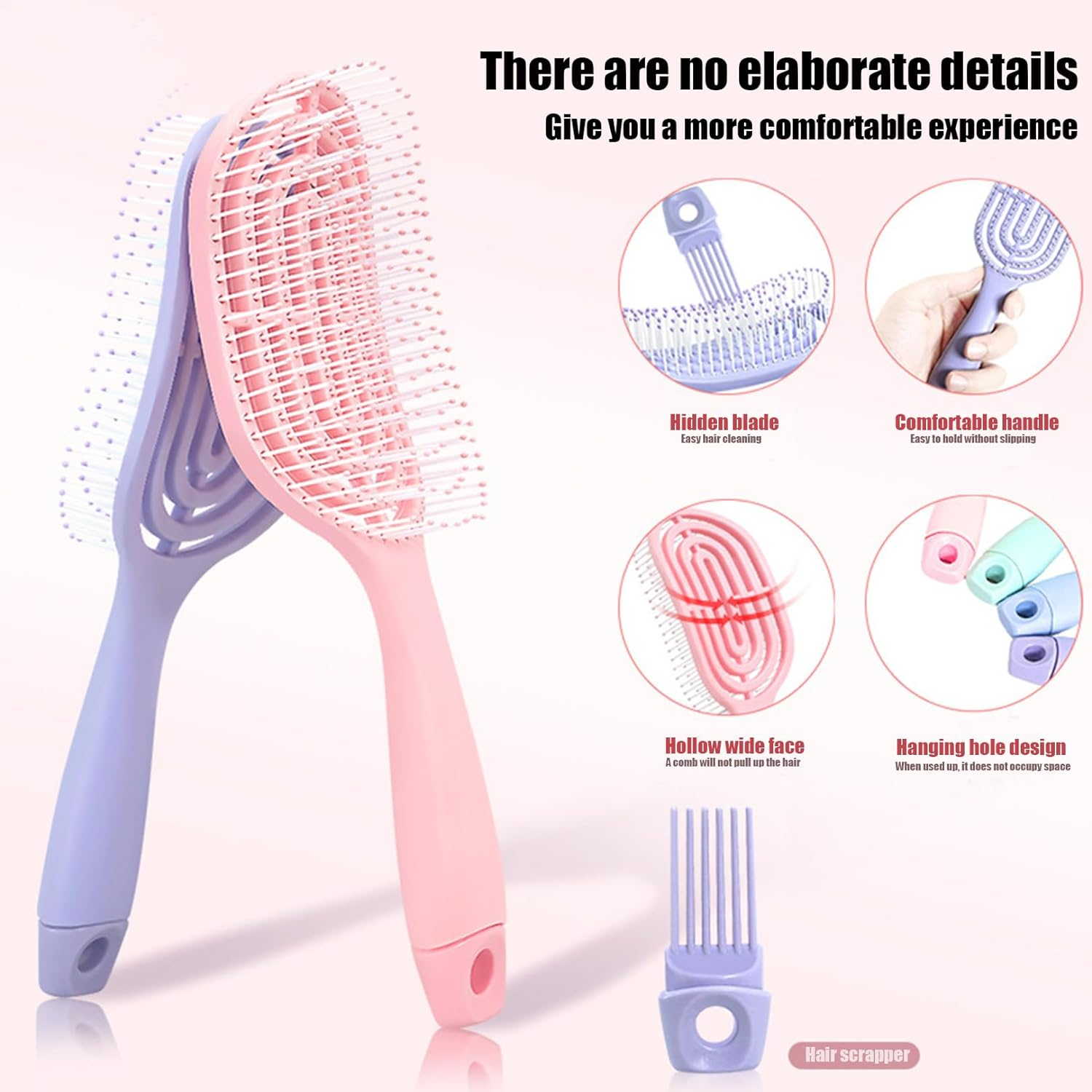 Organic Detangling Hair Brush for Women, Men and Children - Does Not Pull on Hair Straightening Brushes for Straight, Curly Wet Hair Home Massage Comb (Yellow) - Blue image number 5