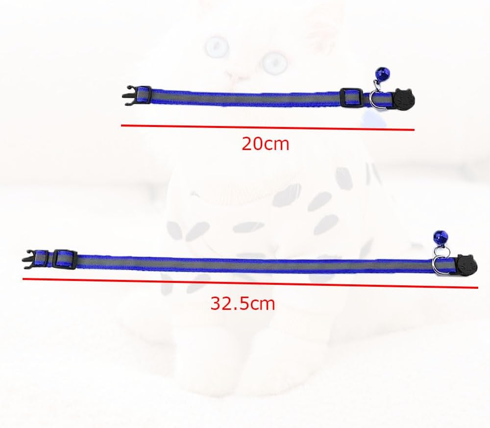12 Pcs Breakaway Cat Collar with Reflective Nylon Strip and Bell, Quick Release Cat Collar Colorful Kitten Collars Safety Buckle with Bell, Ideal for Girl Cats Male Cats Kittens Puppies(Multi-Colour) image number 1