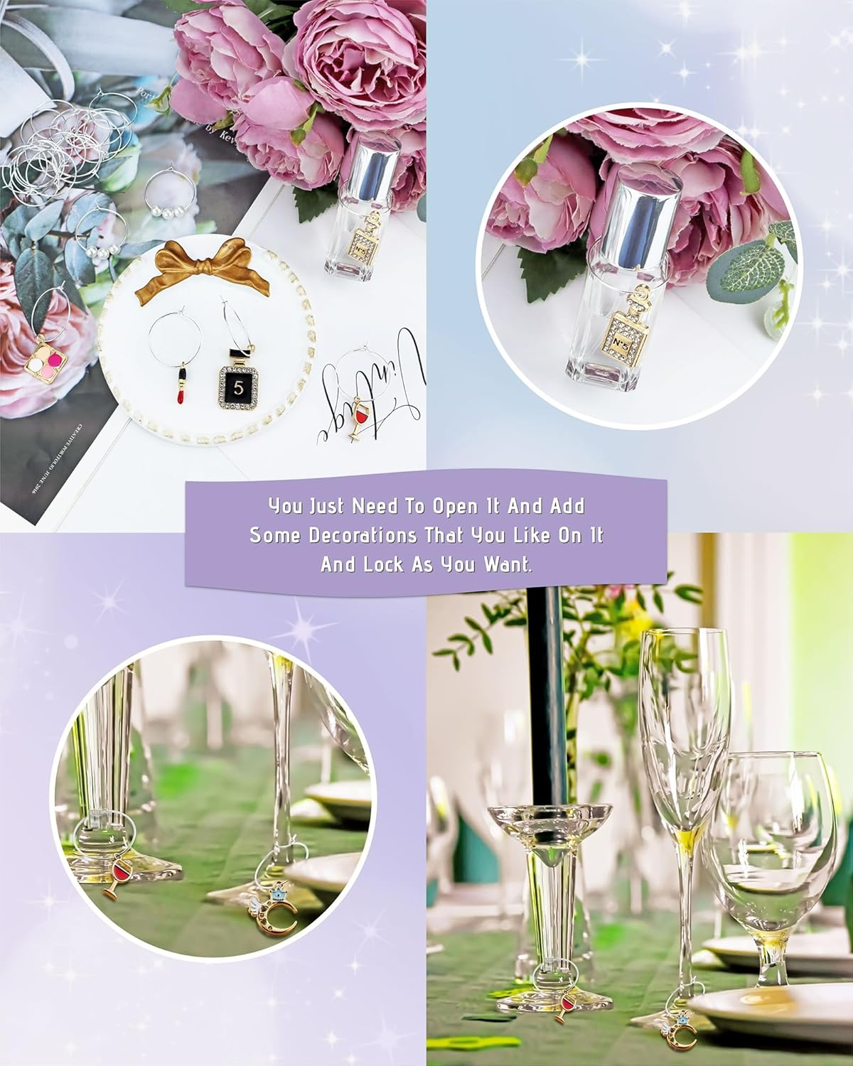 JIALEEY 100PCS Wine Glass Charm Rings 25Mm Silver Plated Open Jump Ring Earring Beading Hoop for Jewelry Making Wedding Birthday Party Festival Favor image number 3