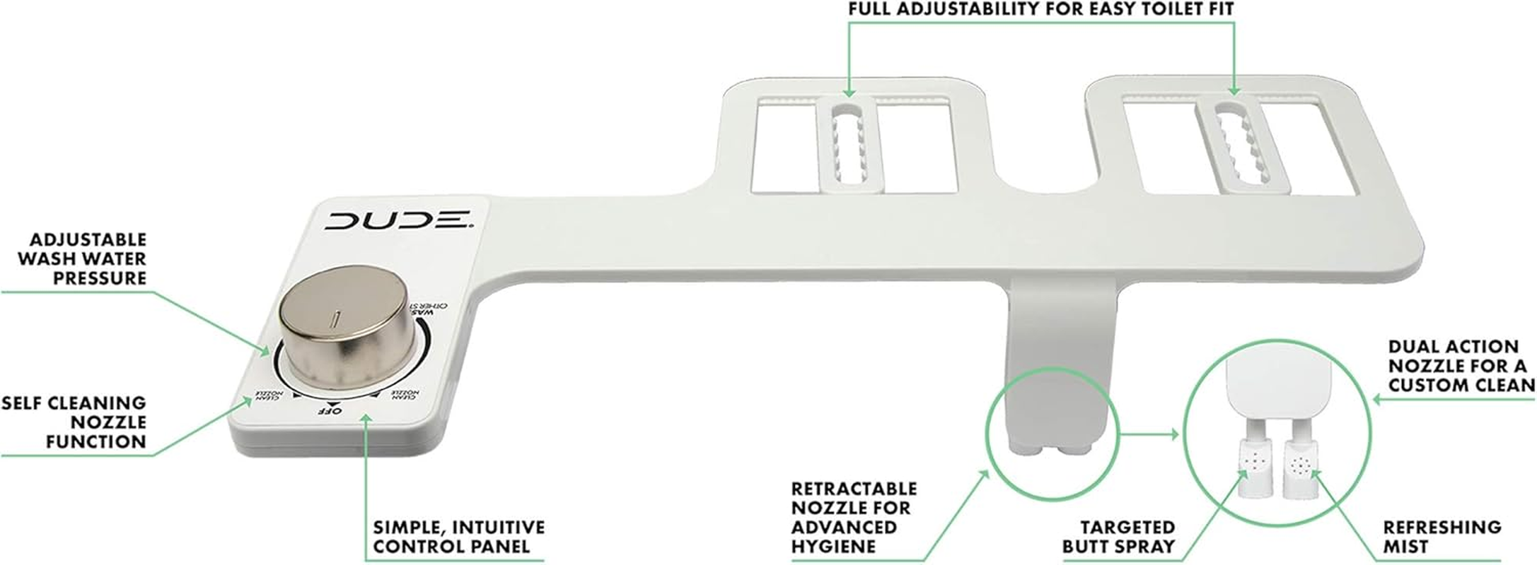 DUDE Wiper 1000, Bidet Toilet Attachment, White - Black image number 3