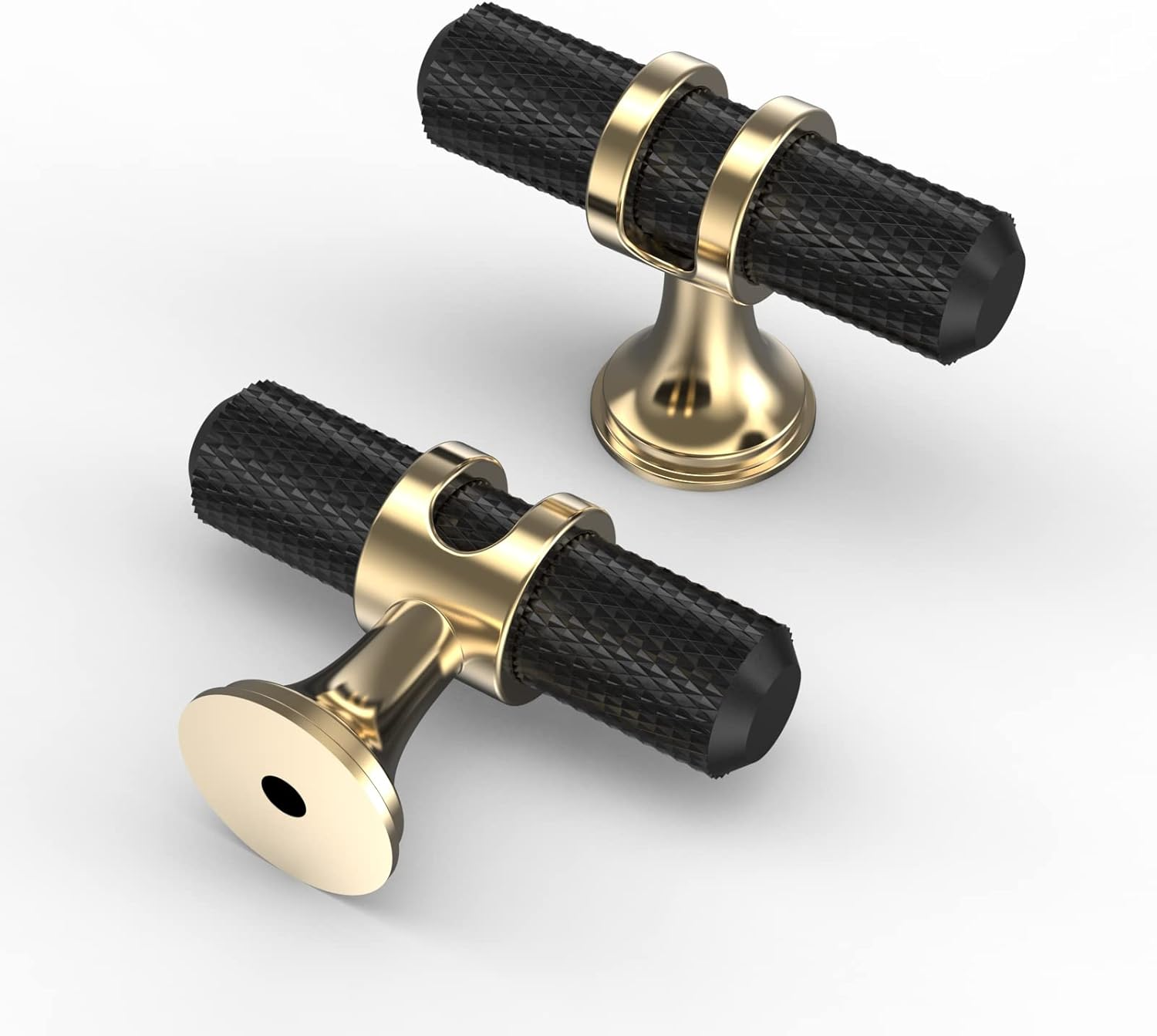 Asidrama 6 Pack 10 Inch(254Mm) Knurled Matte Black and Champagne Bronze Kitchen Cabinet Handles, Cabinet Pulls Kitchen Cabinet Hardware Cupboard Handles Drawer Pulls