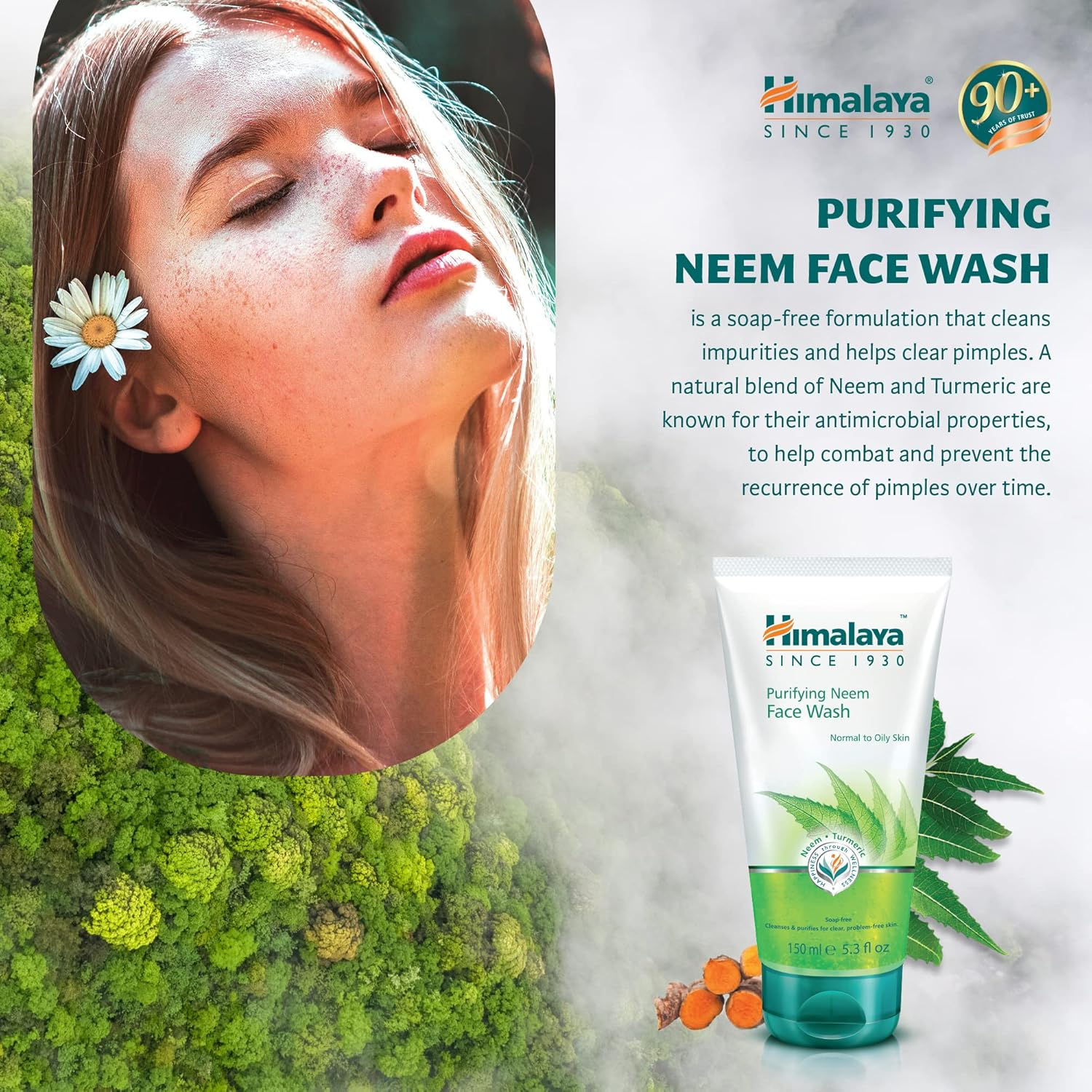 Himalaya Herbals Purifying Neem Face Wash Gel 150G, Natural Moisturising Facial Cleanser - Deeply Cleans Pores and Acne - Oil Control Herbal Facial Wash image number 4
