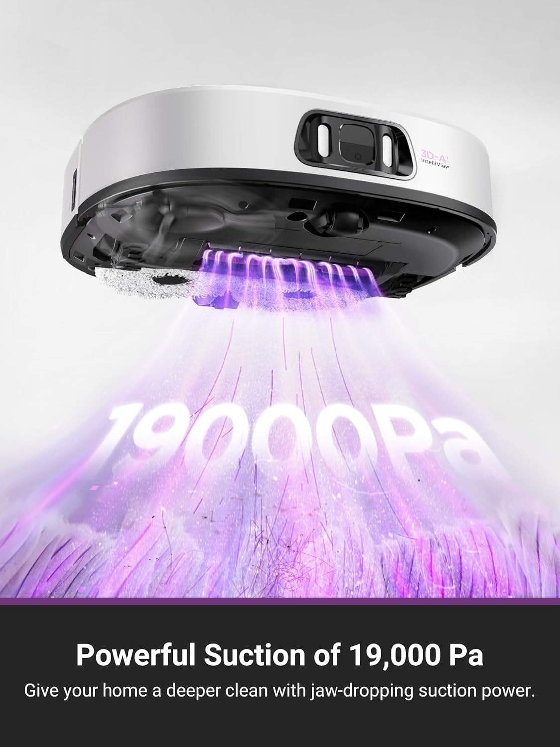 Eureka J15 Ultra Robot Vacuum Cleaner and Mop, 19,000 Pa Suction, Flex-Arm Mop Design, Hot Water Mop Washing & Hot Air Drying, Active Hair Cutting Design, AI Obstacle Avoidance image number 4