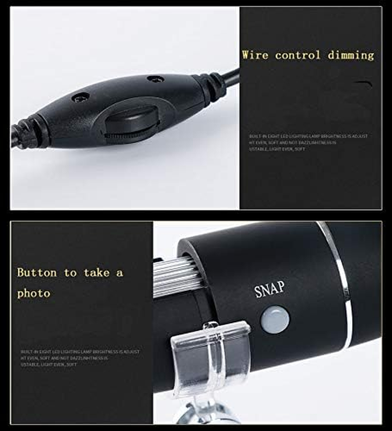 Meichoon 1600X Digital Microscope Electronic Handheld Microscope USB HD Magnifying Camera with 8 LED Lights Compatible with Windows NB03C image number 4