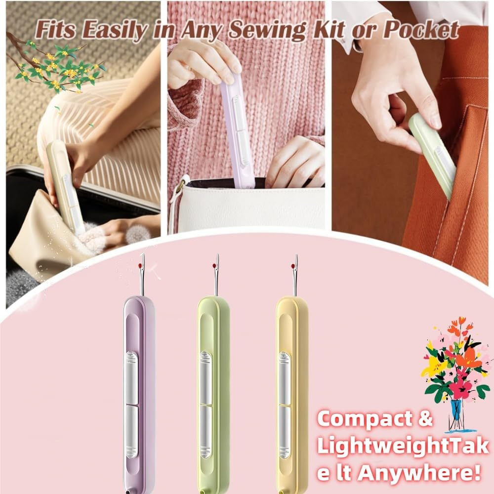 3Pcs 2 in 1 Needle Threader Seam Ripper Tool, Thread Remover Tool for Hand Sewing, Cross Stitch, Embroidery and Thread Removal (3 Colours) image number 6
