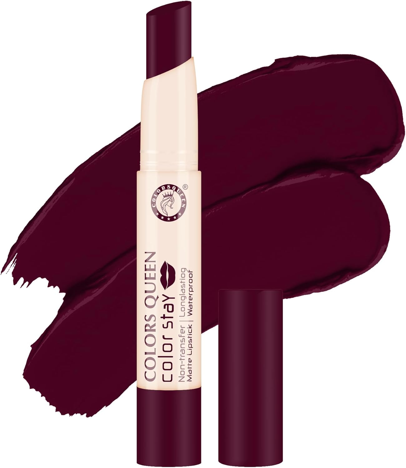 COLORS QUEEN Women'S 24 Hrs Colors Stay, Smudge Free, Long Lasting Non-Sticky and Dry, Transfer-Proof, Waterproof, Vegan and Cruelty Free Matte Lipstick (Wine) image number 5