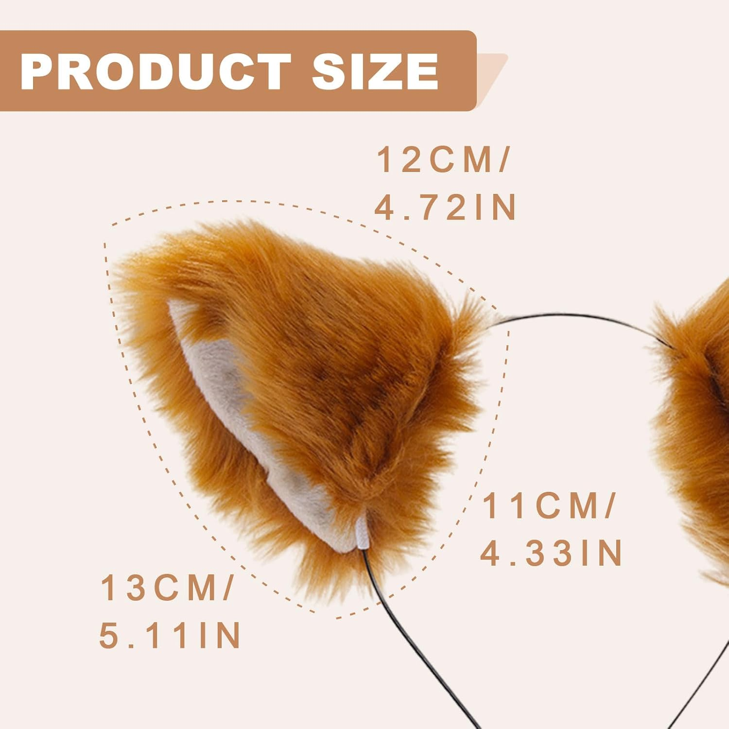 2 Pieces Fox Costume Headband with Fox Ears Animal Costume for Costumes Fox Cosplay Halloween Accessories Costume Stage Show (Brown) image number 1