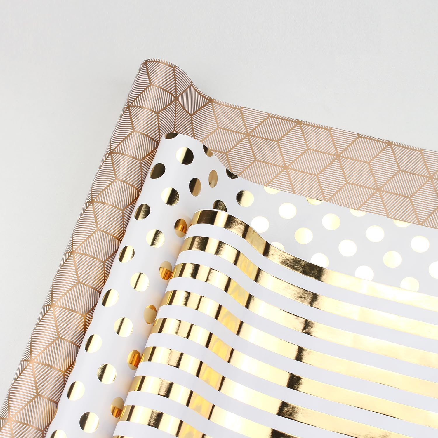 Birthday Wrapping Paper Roll, Birthday Gift Wrapping Paper Paper Roll,3 Rolls Happy Birthday Polka Dots Stripes Design for Birthday, Holiday, Party, Wedding by H HOME-MART (Gold Foil) image number 5