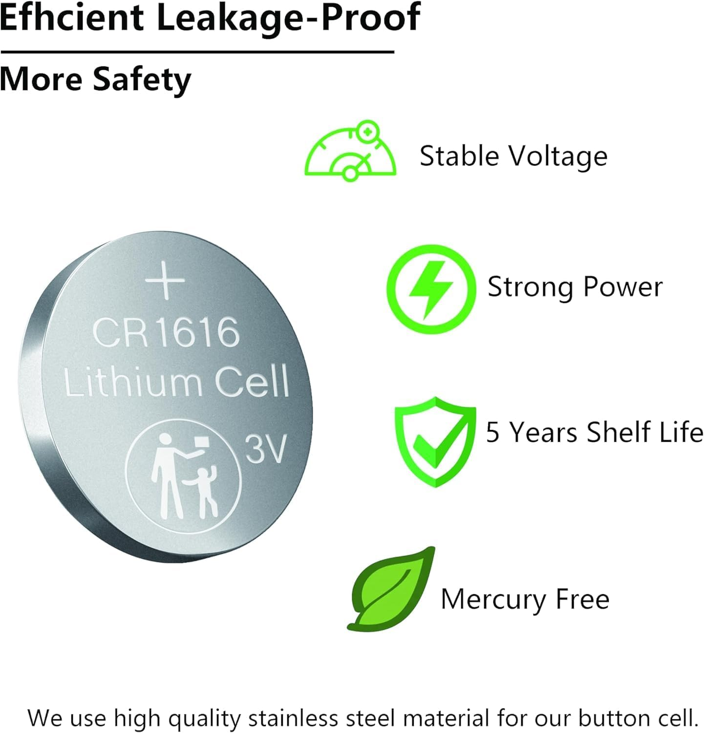 10 Pack CR1616 Battery 3V Lithium Battery Coin Button Cell Premium Alkaline Battery for Watch Toys Clock image number 2