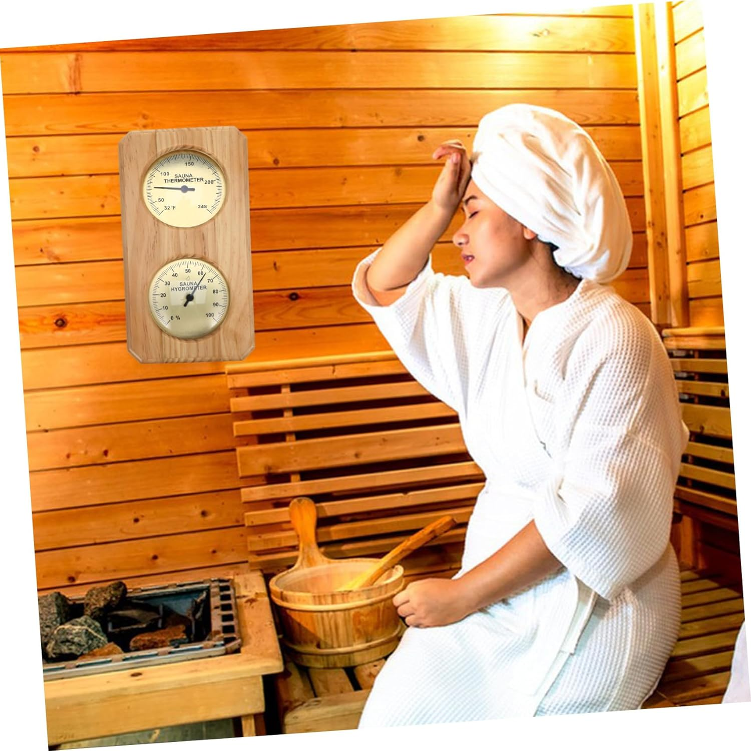 POPETPOP Thermometer and Hygrometer for Sauna Case Humidity Temperature Tester Practical Kitchen Tools image number 3