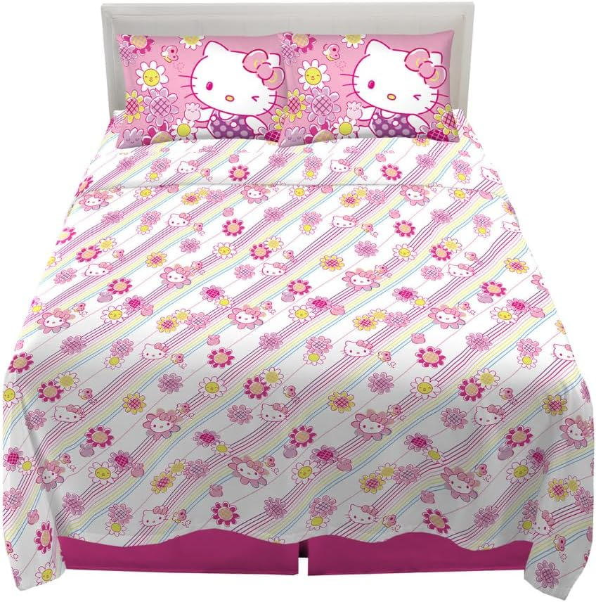 Franco Hello Kitty Bedding Super Soft Microfiber Sheet Set, Queen, Hello Kitty, (Officially Licensed Product)