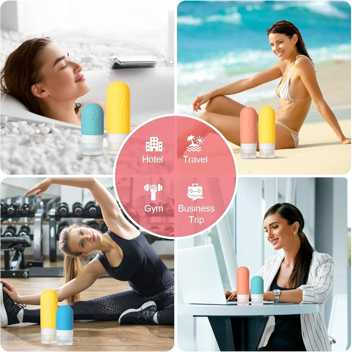 OSYLICT 17 Pack Travel Bottles Set,Squeezable Silicone Travel Bottles for Toiletries,Empty Refillable Leak Proof Containers Kit for Shampoo Conditioner Shower Gel Liquid Lotion.Labels Includes image number 4