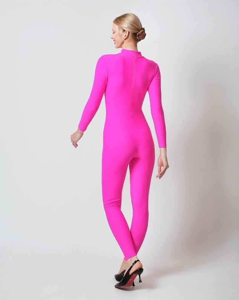 Speerise Adult High Neck Zip One Piece Unitard Full Body Leotard Bodycon Jumpsuit for Women