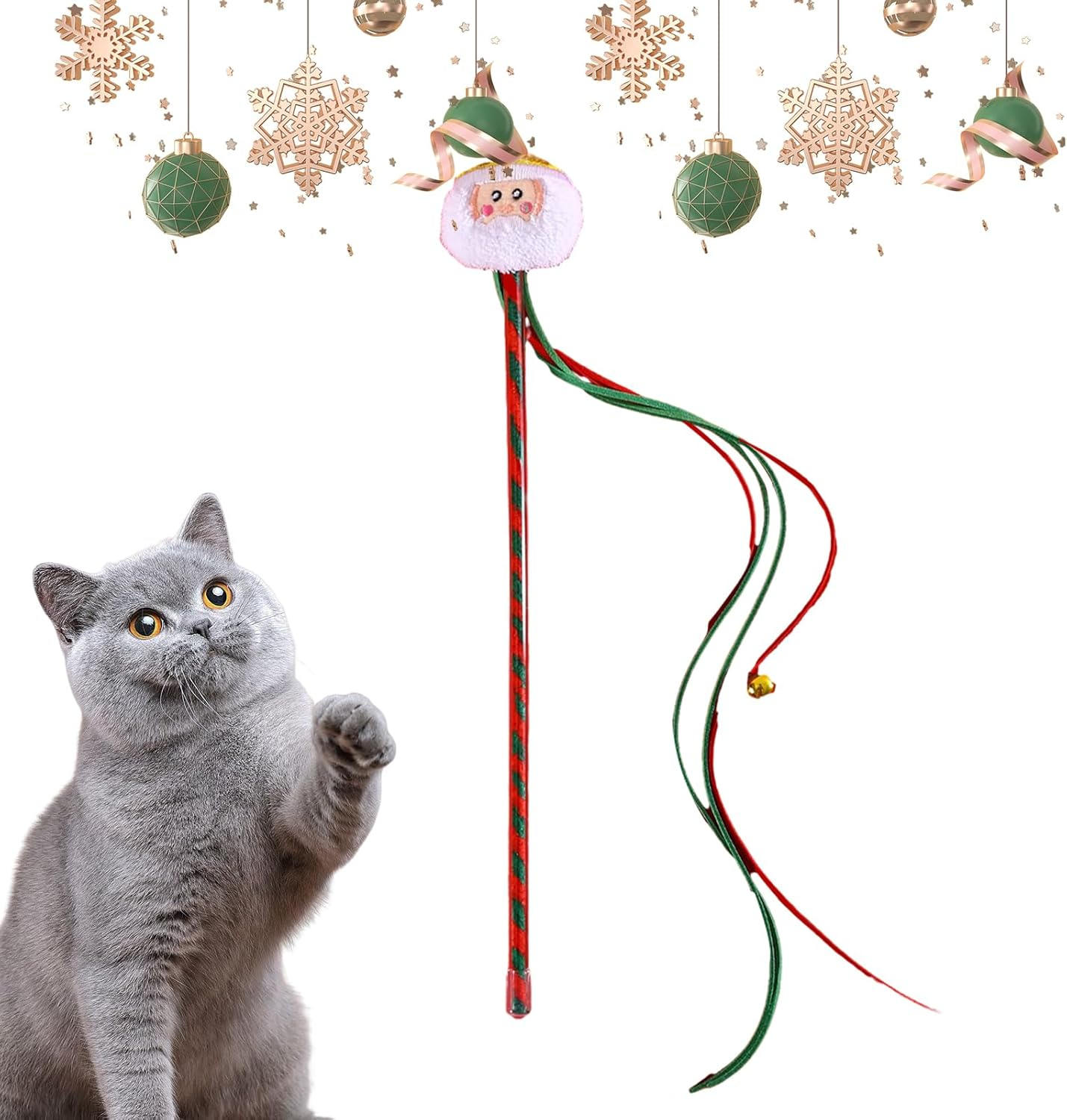 Cat Teaser Stick - Interactive Cat Toy - Portable Cat Wand Toys for Small Cat Pet Biting Chewing and Playing image number 3