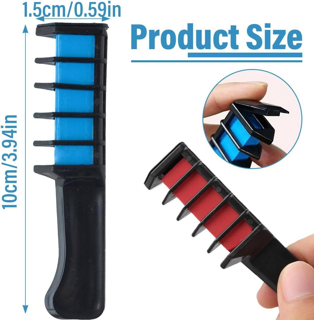 OUDQFCJ 10 Washable Colours Temporary Hair Chalk Comb Hair Chalk for Girls and Children Ideal for Halloween Christmas Birthdays Colourful image number 3