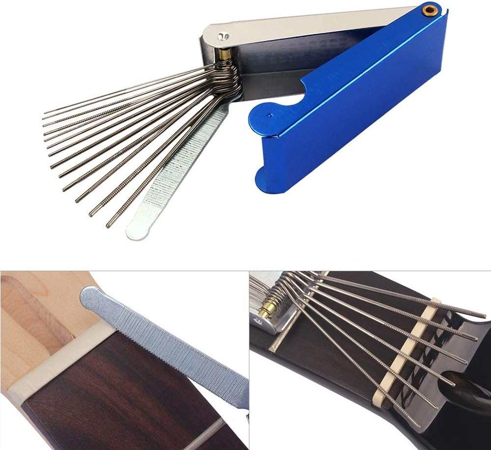 Zolyet Guitar File Set Luthier Tools Box 13 Files 1 Flat File for Guitar Bass Banjo Mandolin Blue image number 3