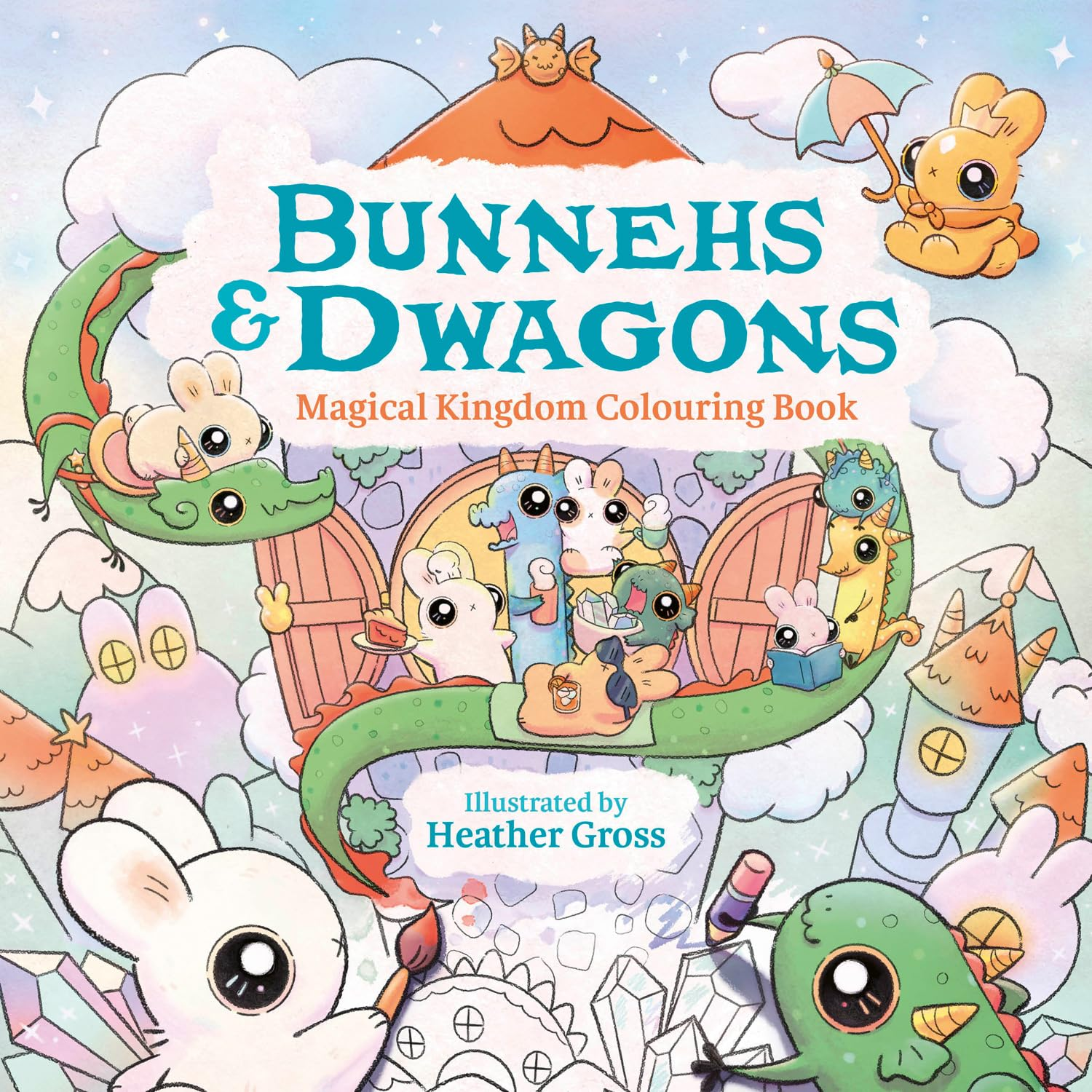 Bunnehs and Dwagons: Magical Kingdoms Cosy Colouring image number 3