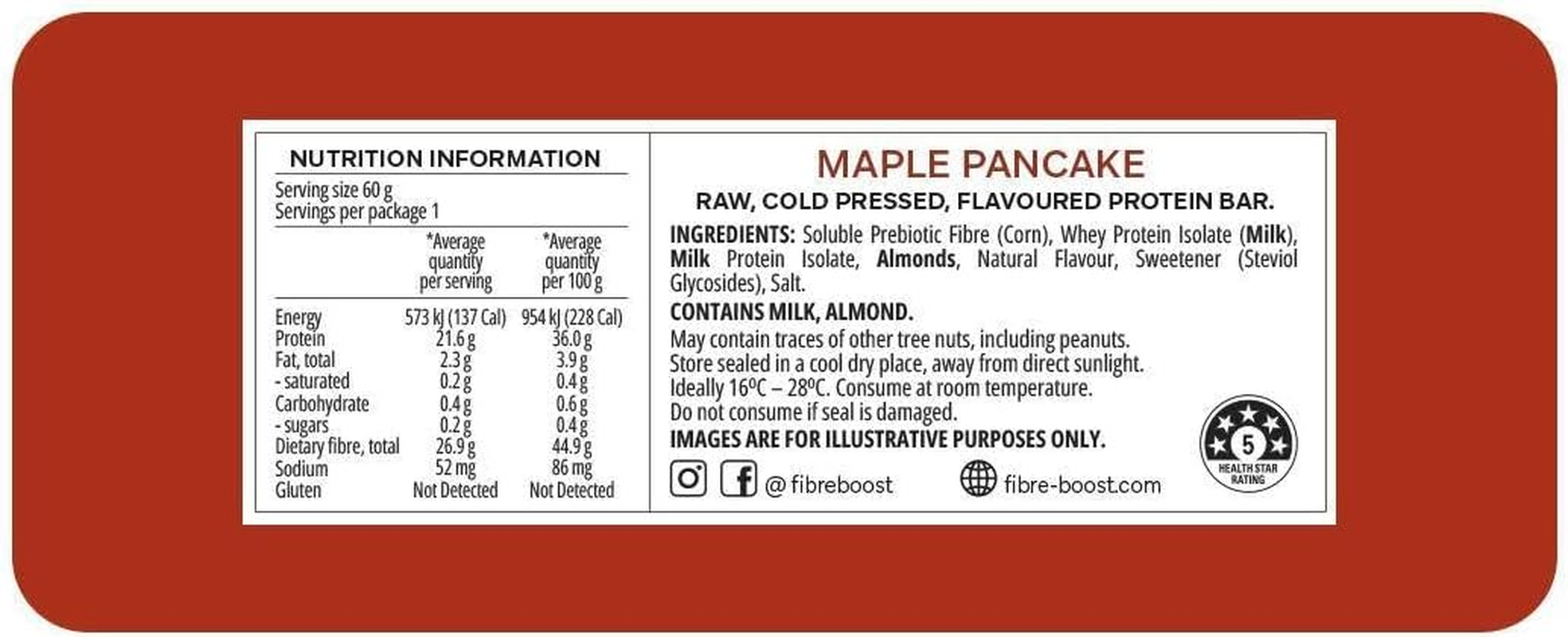 Fibre Boost Cold Pressed Maple Pancake Flavoured Protein Bar
