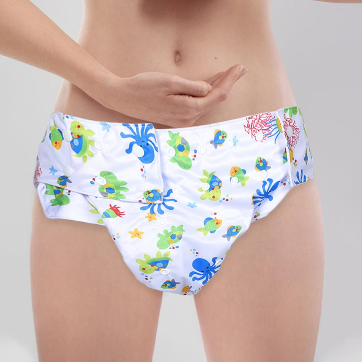 Ifundom 2Pcs Washable Adult Diapers Incontinence Pants Reusable Cloth Snaps for Elderly Men and Women Postpartum Care