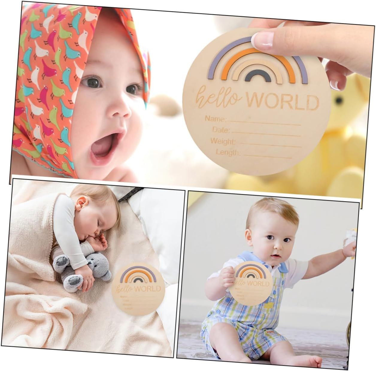 2Pcs Milestone Cards for Newborns Rainbow Wooden Announcement Signs Photo Props for Nursery Decor for Capturing Special Moments image number 5