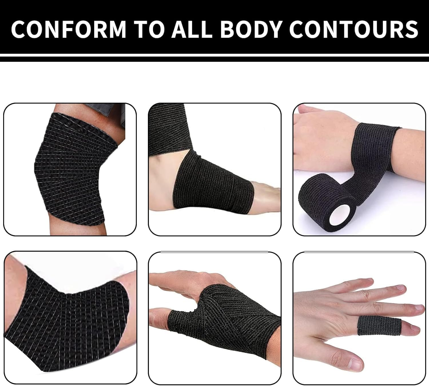 Self Adhesive Cohesive Bandages Elastic Athletic Sports Tape, 12Rolls Pet Vet Wrap Tape Non-Woven Cohesive Gauze Rolls, Self Adhesive Elastic Protective Bandages Non Woven Cohesive Wrap image number 4