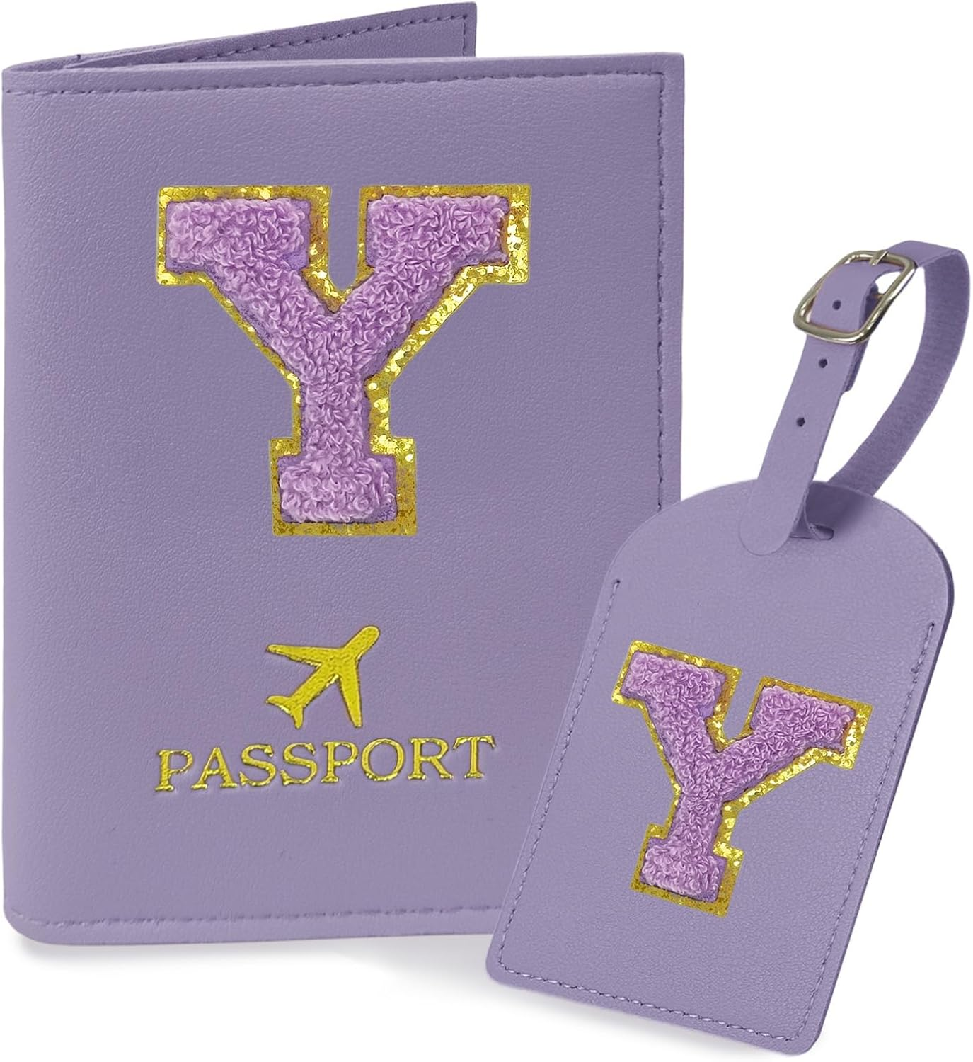 COSHAYSOO Initial Passport Cover and Luggage Tag Set for Women, Teal, L image number 5