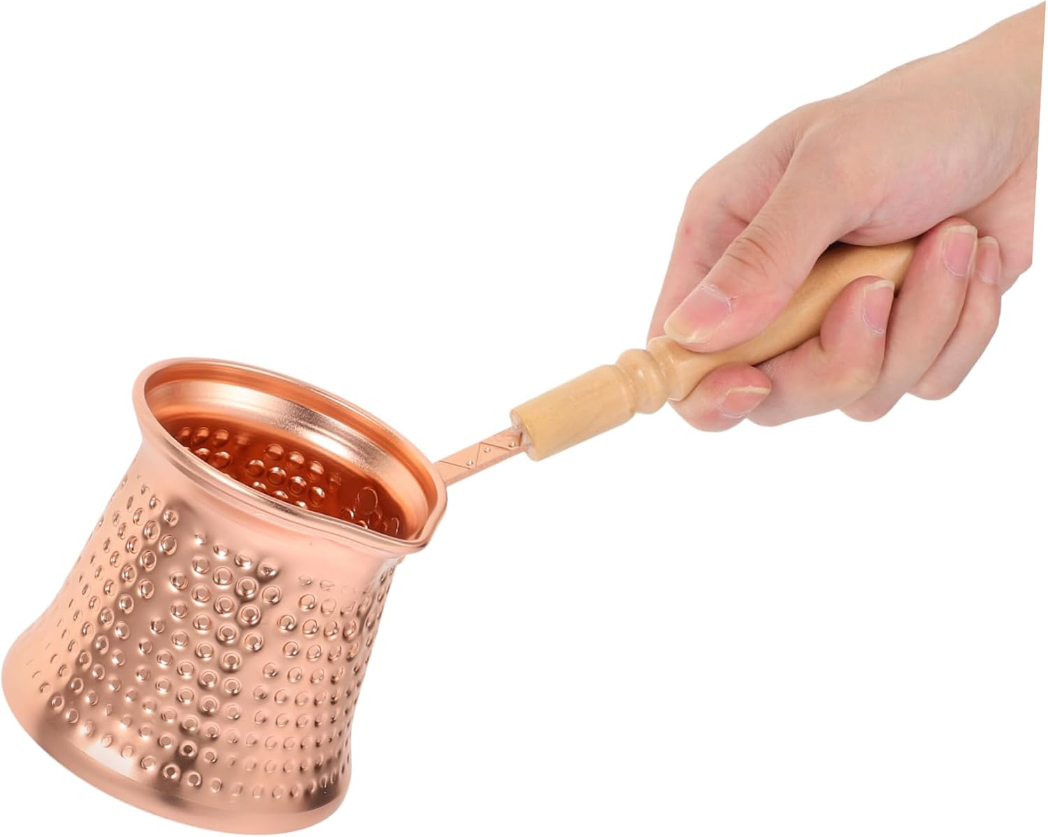 CIYODO Turkish Coffee Pot 350Ml Copper-Coated Espresso Pot with Wooden Side Handle Non-Stick Household for Stovetop Brewing image number 2