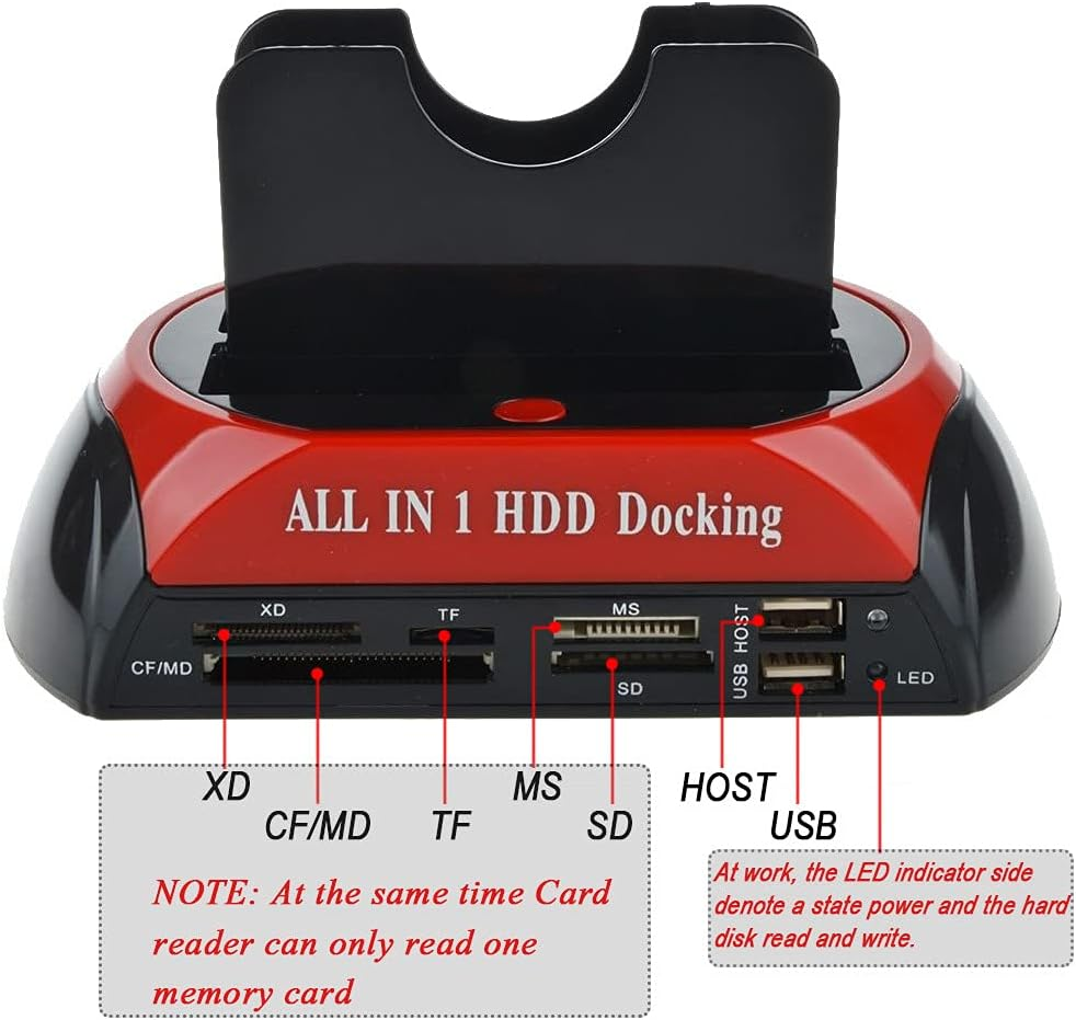Tootoo HDD Docking Station Dual 2.5" 3.5" SATA IDE Hard Disk Drive Dock OTB Card Reader image number 4