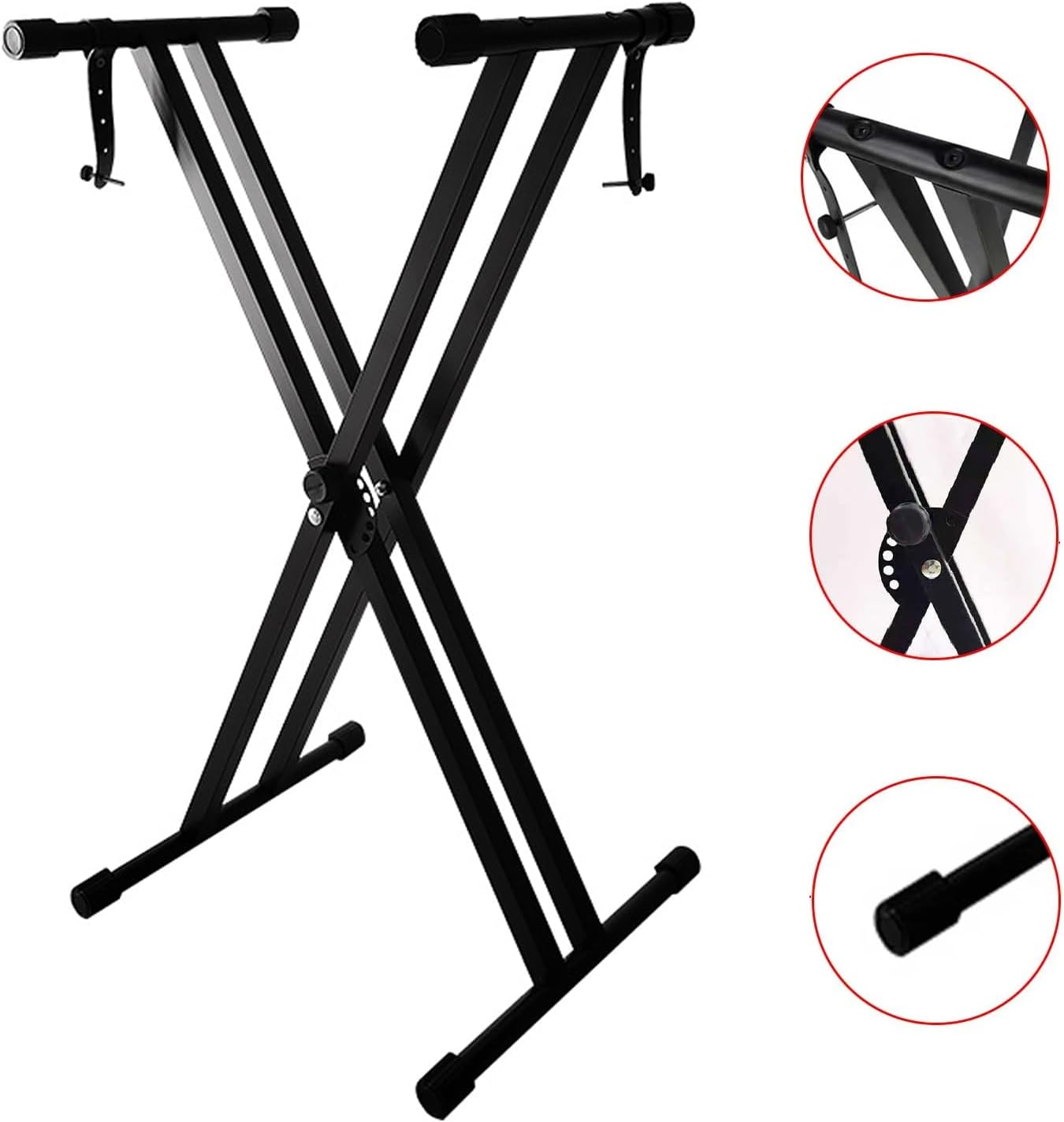 Piano Keyboard Stand, X-Shaped Adjustable Portable Heavy Duty Premium Piano Stand Have Locking Chain for 61-Key and 88-Key Keyboard (95CM Keyboard Stand)