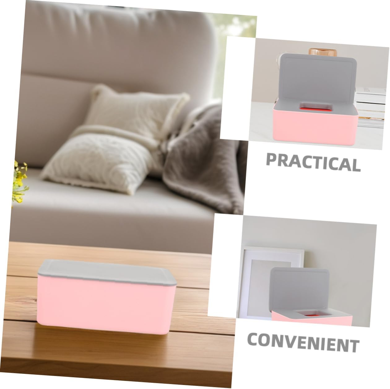 Ciieeo 2Pcs Household Wet Tissue Box Seal Portable Wet Wipes Box Wipes Dispenser Napkin Container image number 5