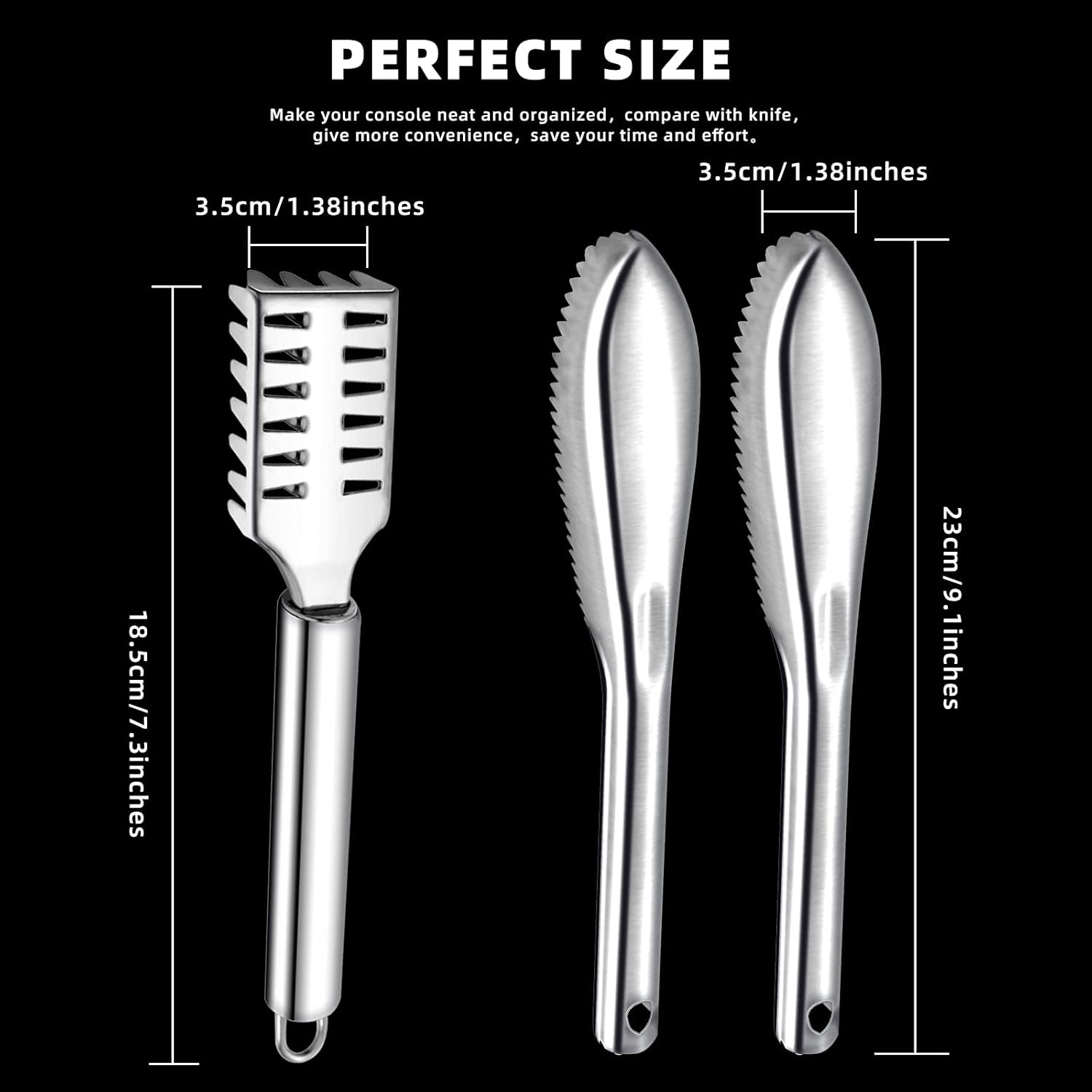 3Pieces Fish Scaler Remover Cleaner Fish Scaler Brush with Stainless Steel Sawtooth Easily Remove Fish Scales-Cleaning Brush Scraper for Chef and Home Cooks Kitchen Fish Cleaning Seafood Tools image number 6