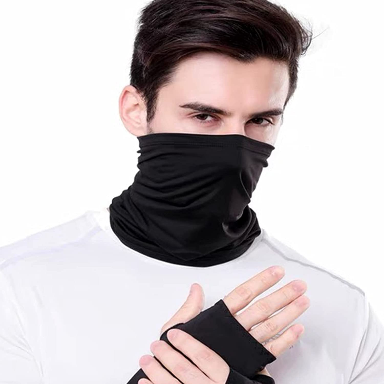 2 Pack Multifunctional Sunscreen Mask, Soft Fleece Neck Gaiter Face Cover Scarf, Stretchy Face Mask for Skiing Fishing Hiking Cycling, Keep Your Warm image number 5