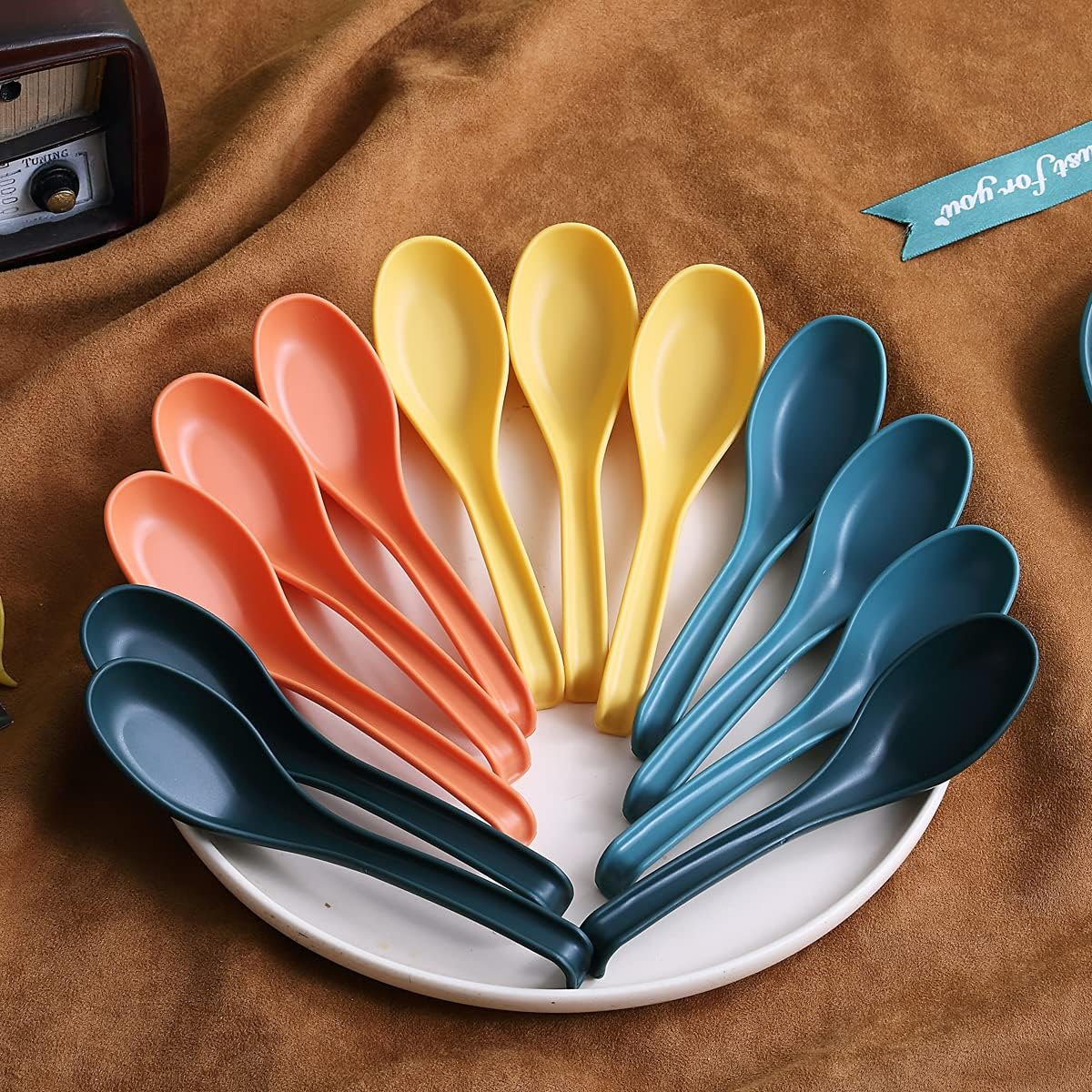 Evanda Plastic Soup Spoon of 12 Pieces, Unbreakable Reusable Dinner Spoon for All Purpose and All Age Microwave Safe BPA Free Dishwasher Safe (Mix Color) image number 4