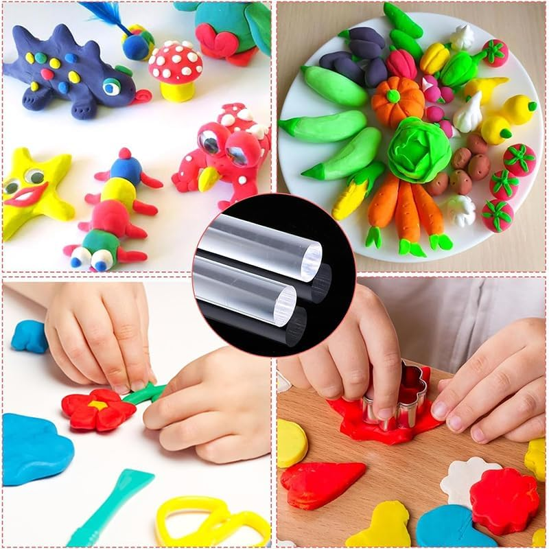 2Pcs Acrylic Clay Rolling Pin with Thickness Rings, Polymer Clay Tools for Art Craft DIY, Clear round Tube Roller & Precision Thickness Rings Kit image number 6