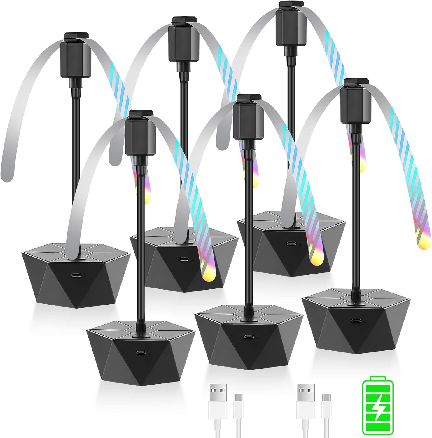 Fly Fans for Tables Rechargeable Fly Repellent Fans for Indoor Outdoor Keep Flies Away, Flies Spinner Table Top with Holographic Blades, Bug Traps for Picnic, Party, BBQ (Black, 3Packs) image number 2