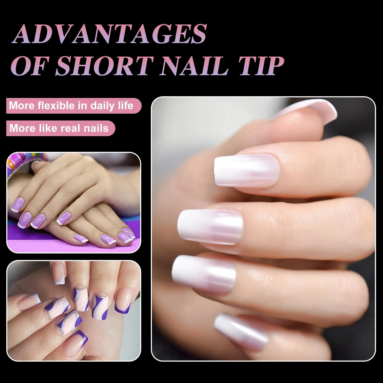 Medium Square Nail Tips - ZAHRVIA 552PCS Full Cover Nail Tips, Soak off Easy Extensions Acrylic Nails False Press on Nails for Art DIY Home (Medium Square)