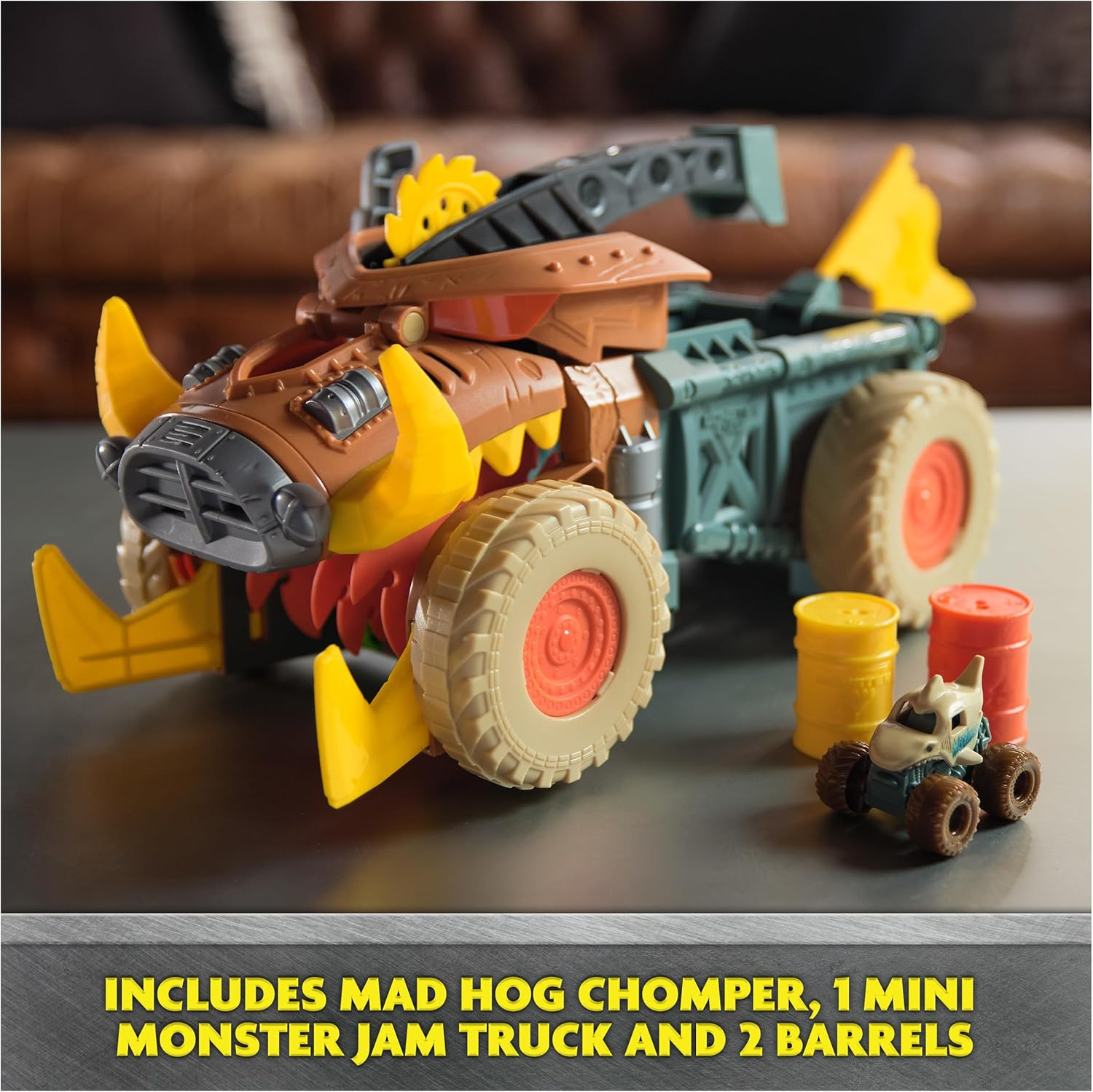 Monster Jam Mini Jam, Megalodon Mad Hog Chomper and Monster Truck, Fun Cleanup and Storage, Kids&rsquo; Toy Gifts for Boys and Girls Aged 3 and Up - Multicolor image number 3