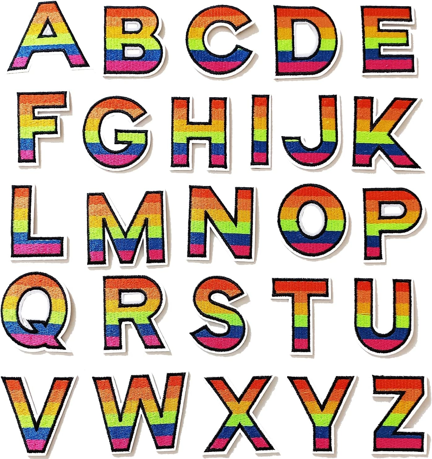 Iron on Letter Patches, 2 Sets (52 Pieces) A-Z Flower Embroidery Alphabet Patches for Clothing Backpacks Hats Shirts