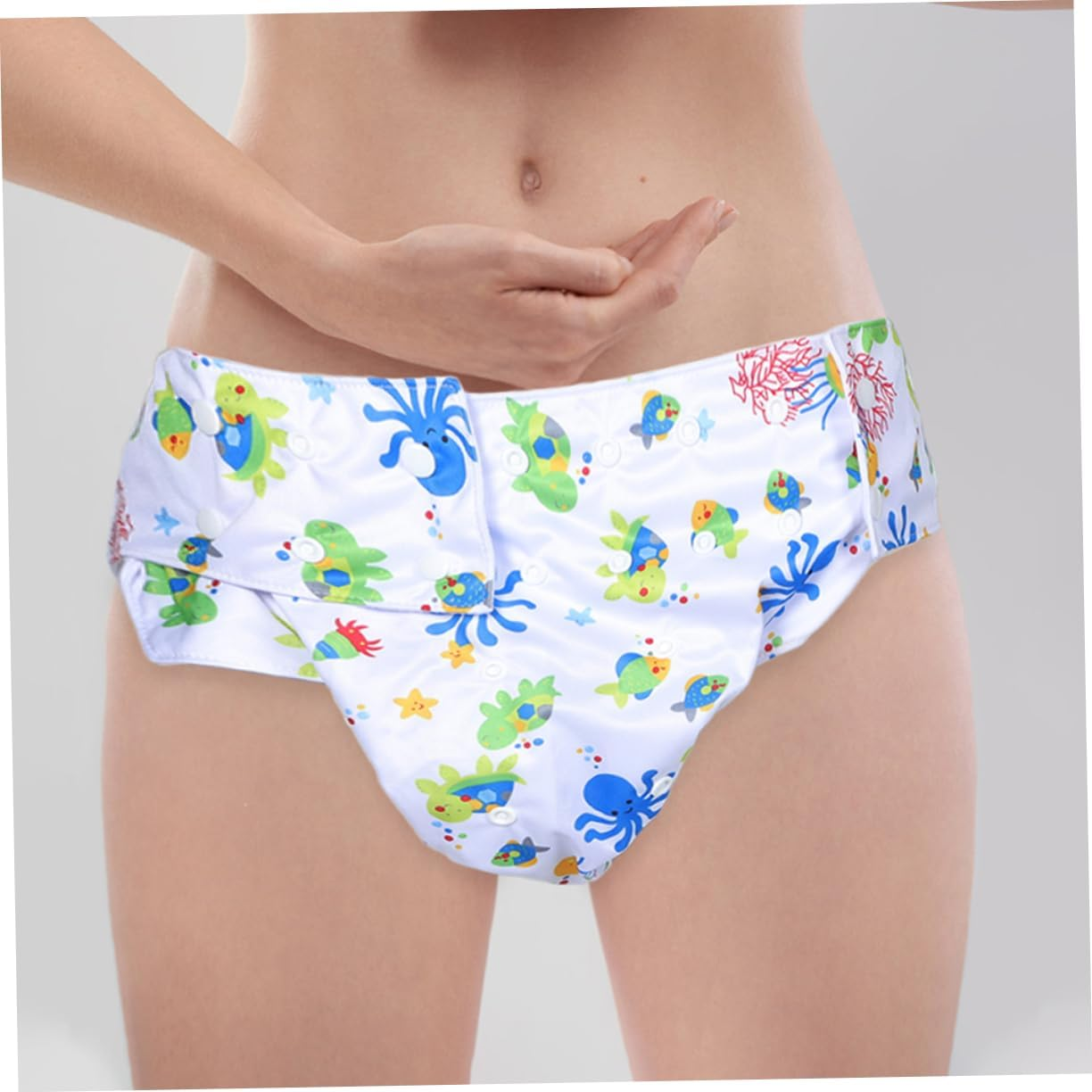 ERINGOGO 2Pcs Nappies Elderly Diapers for Senior Women Washable Incontinence Pants Adult Diapers Cover Snaps Breathable Adult Cloth image number 3