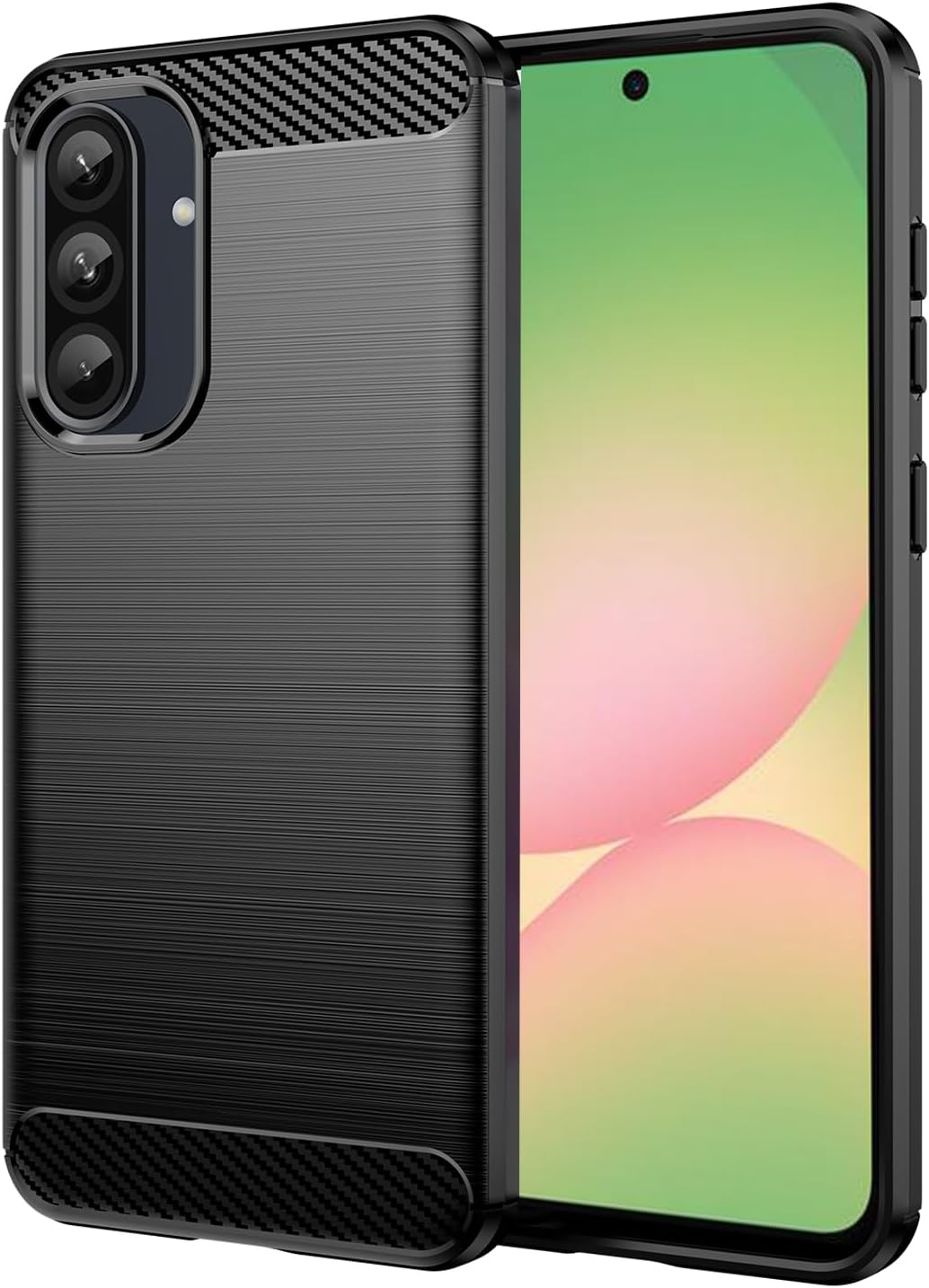 HEYUS Case for Samsung Galaxy A56 5G, Shock-Absorption Brushed Flexible Soft Carbon Fiber Protective Cover image number 2