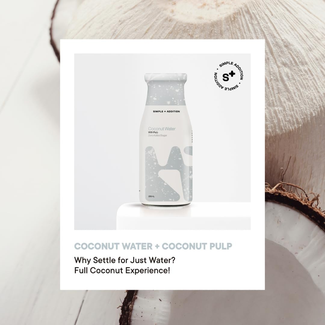 Simple + Addition Coconut Water with Pulp | 12 X 280Ml Glass Bottle. Refreshing, Potassium Rich Natural Coconut, Zero Added Sugar, Amazing Flavour & Hyper Hydration image number 5