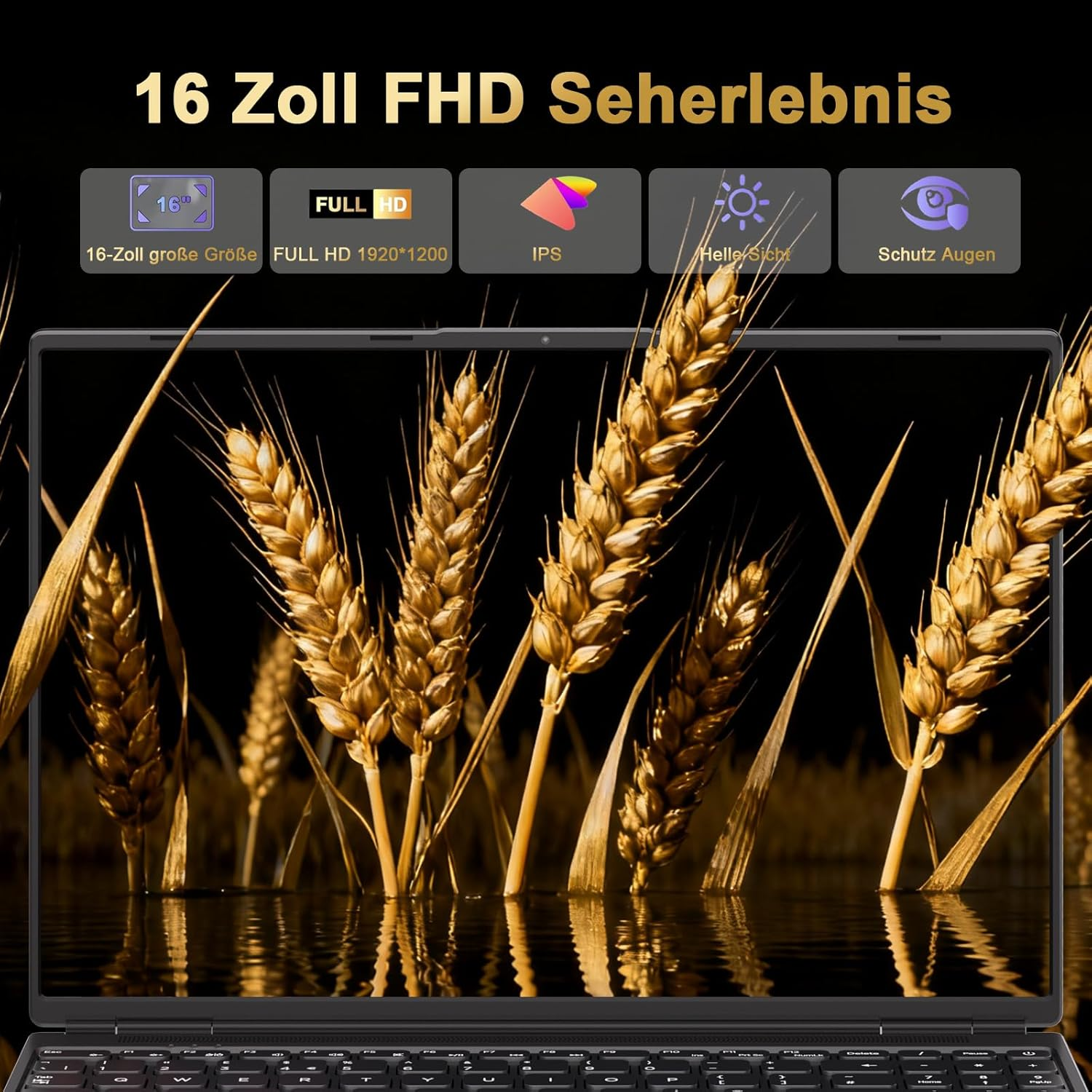 2025 Gaming Laptop 16 Inch Win11 12 + 512GB SSD Support 2TB (HDD-2TB) 1920 X 1200 Notebook 4-Core Celeron N5095 (Up to 2.9 Ghz) Laptop with Number Keyboard Wifi Mini HDMI German Keyboard Cover Black - N600-Black-2 image number 3