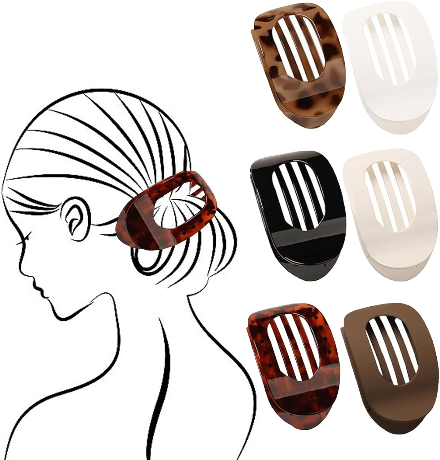 LIANRISES 6Pcs Flat Claw Clip Hair Clips for Women Fine Thin Thick Hair, Curved Design for Lying Driving, Matte image number 4