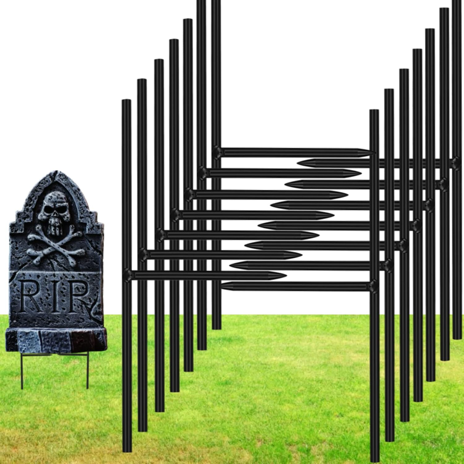 Halloween Tombstone Stakes 6.50 X 3.1 Inches Foam Graveyard Stakes 1/6 Inch Diameter Bold T Shape Metal Stakes for Halloween Tombstone Indoor and Yard Outdoor Decorations (24) image number 6