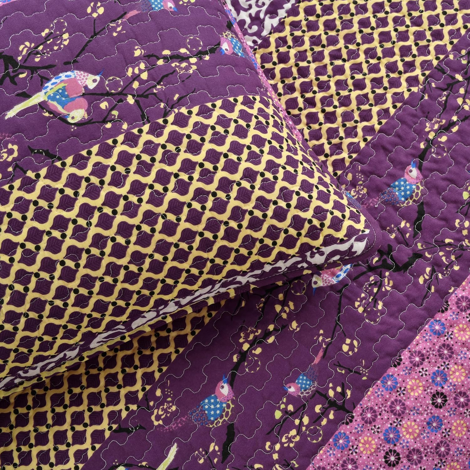 Lush Decor Royal Empire 3-Piece Quilt Set, King, Plum image number 2