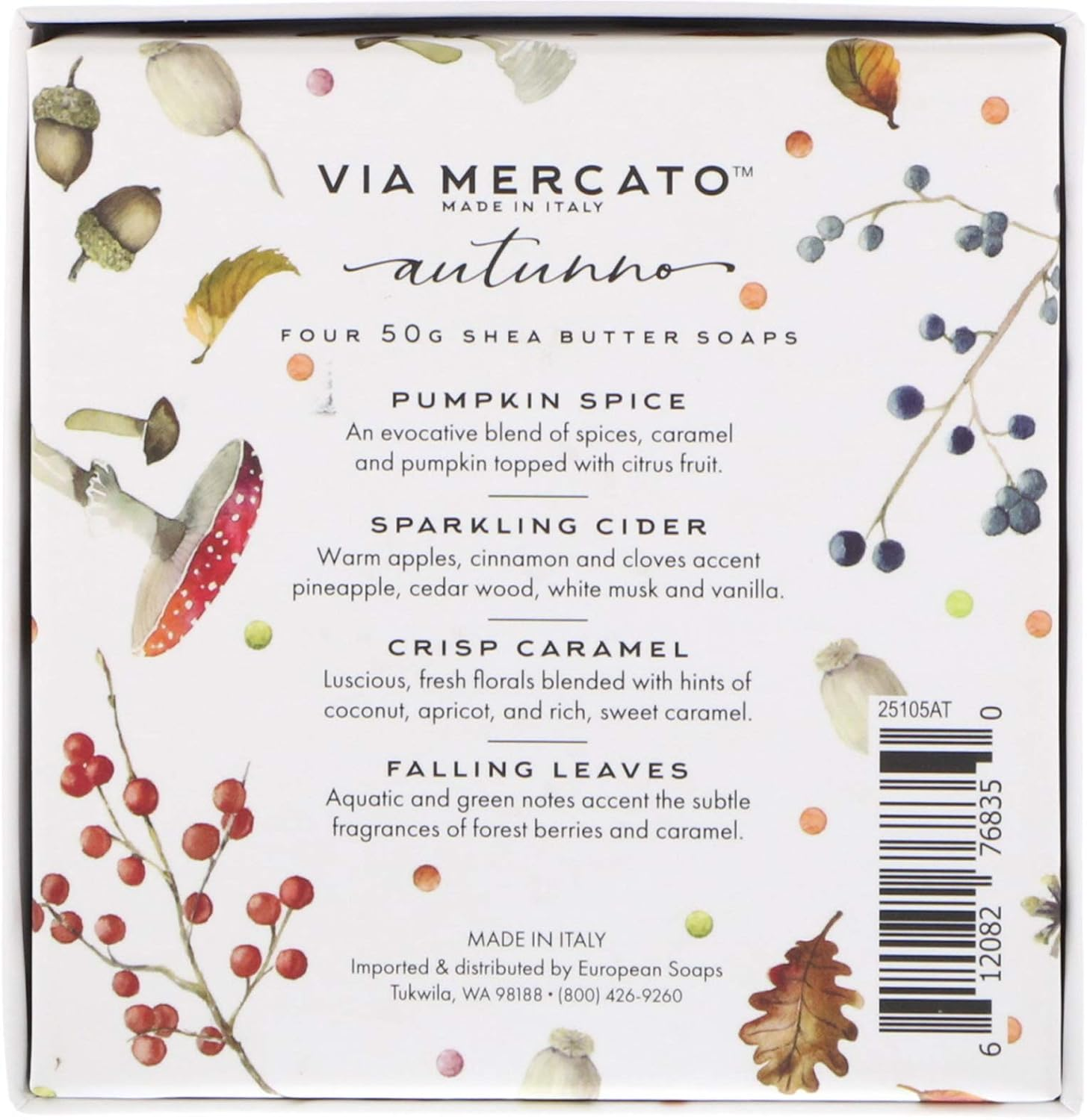 European Soaps LLC via Mercato Autumno Shea Butter Soaps Set 4 Soaps 50 G Each image number 2
