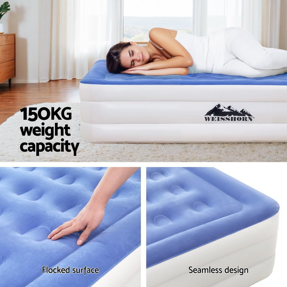WEISSHORN Air Mattress Inflatable Bed with Built-In Pump Single Cube 46Cm image number 2