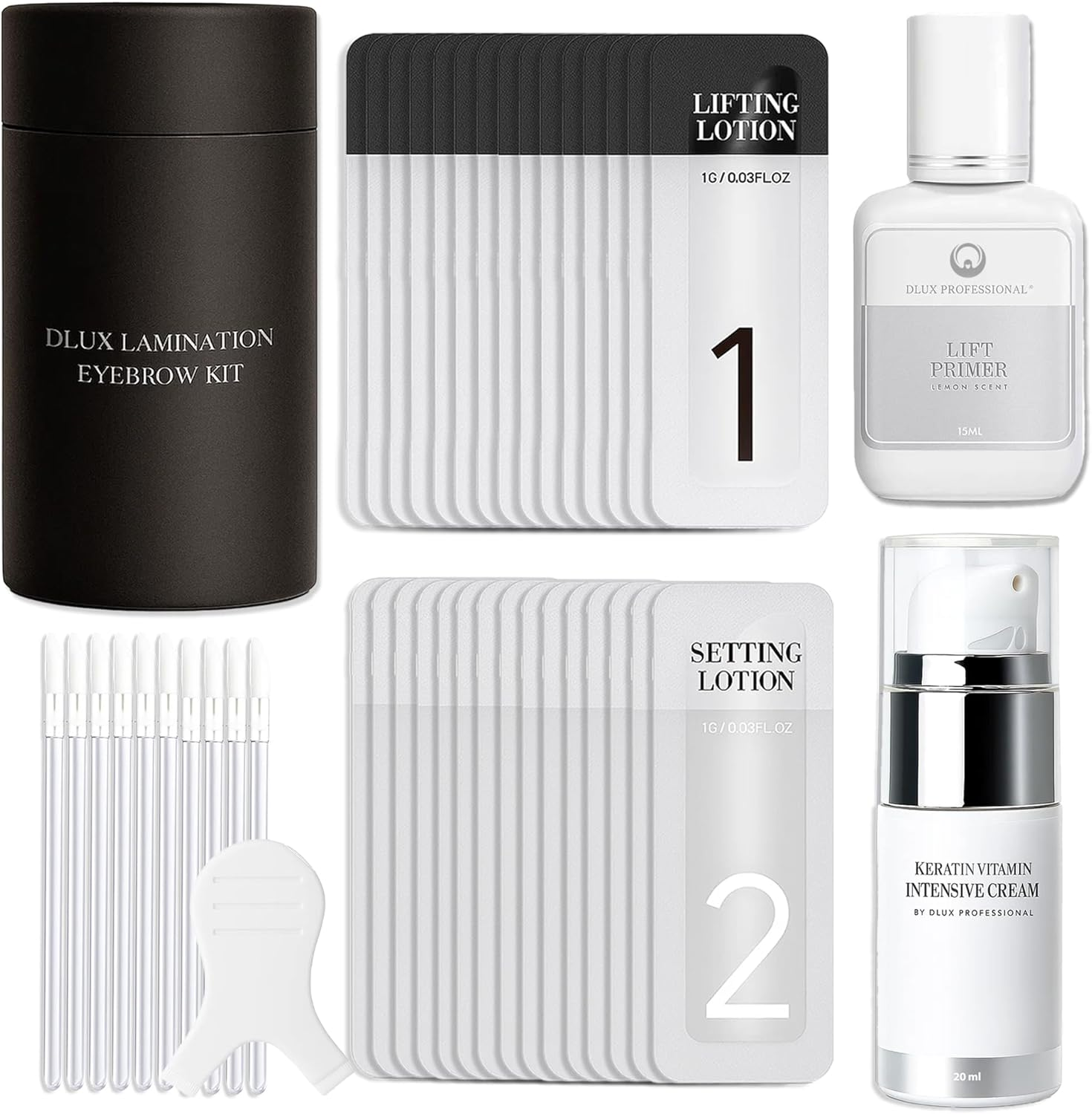 DLUX PROFESSIONAL Keratin Brow Lamination Kit &ndash; Luxury Eyebrow Lift, Gentle Brow Curling, Safe Perm System for Sensitive Skin image number 5