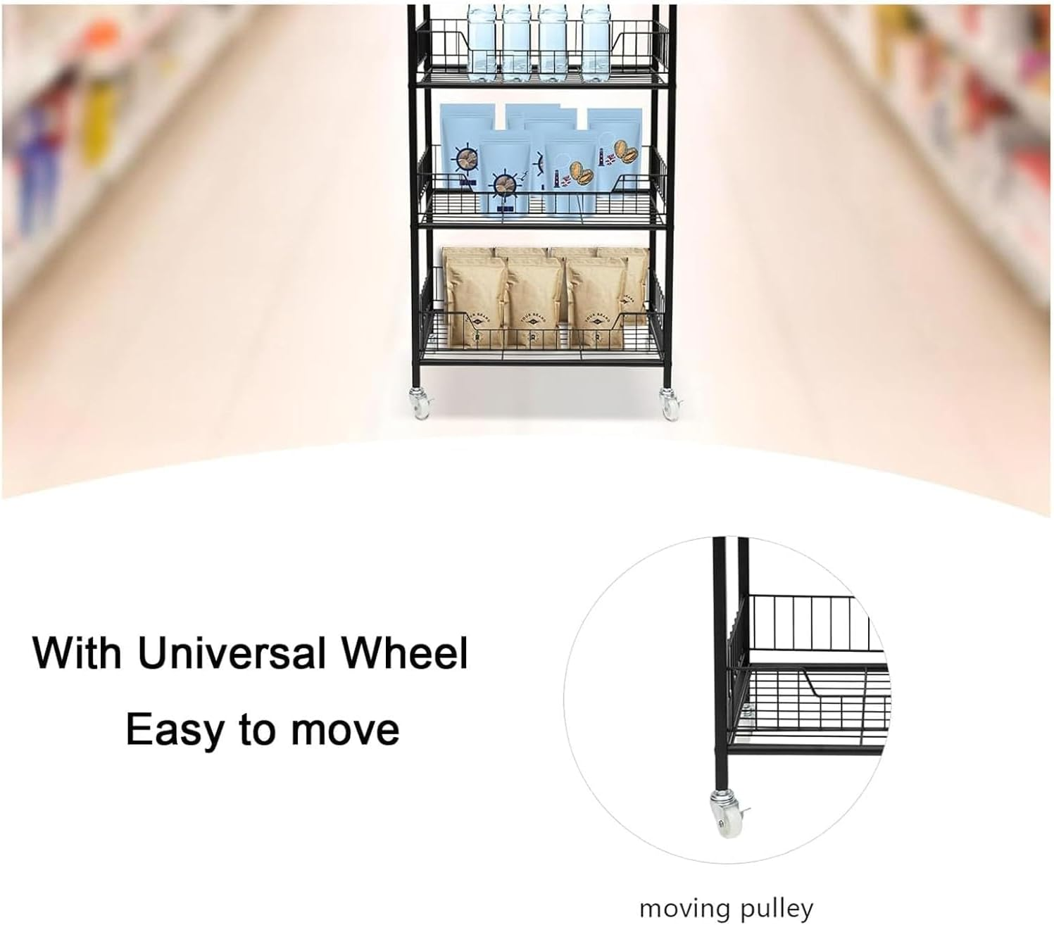 Snack Storage Rack Storage Baskets， Metal Wire Storage Shelf Display Rack image number 1